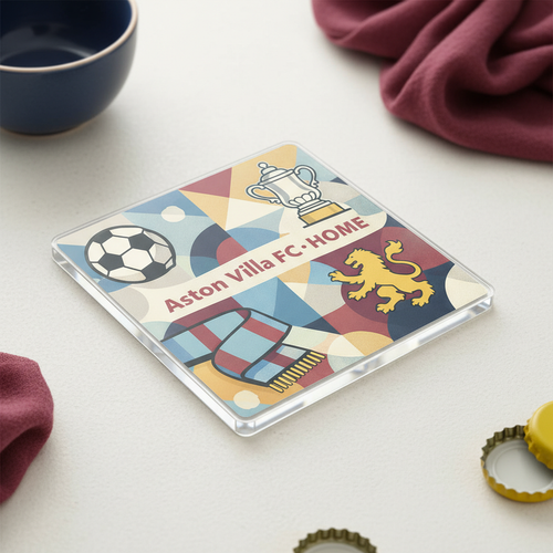 Aston Villa Acrylic Coaster Gift - Unique Football Supporter Design for Home Fans - Lionheart Vibes