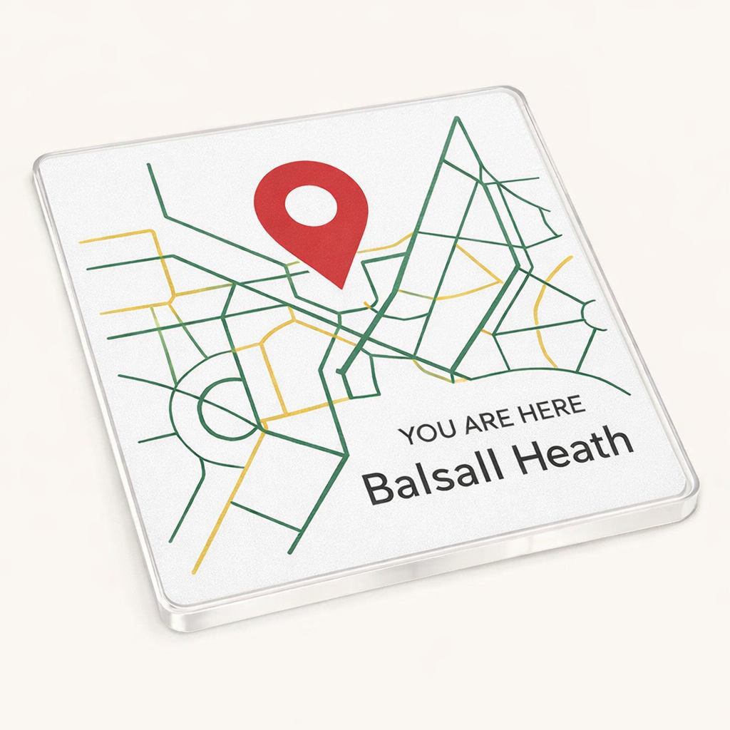 Balsall Heath - Coaster - Geometric Lines - Location Pin