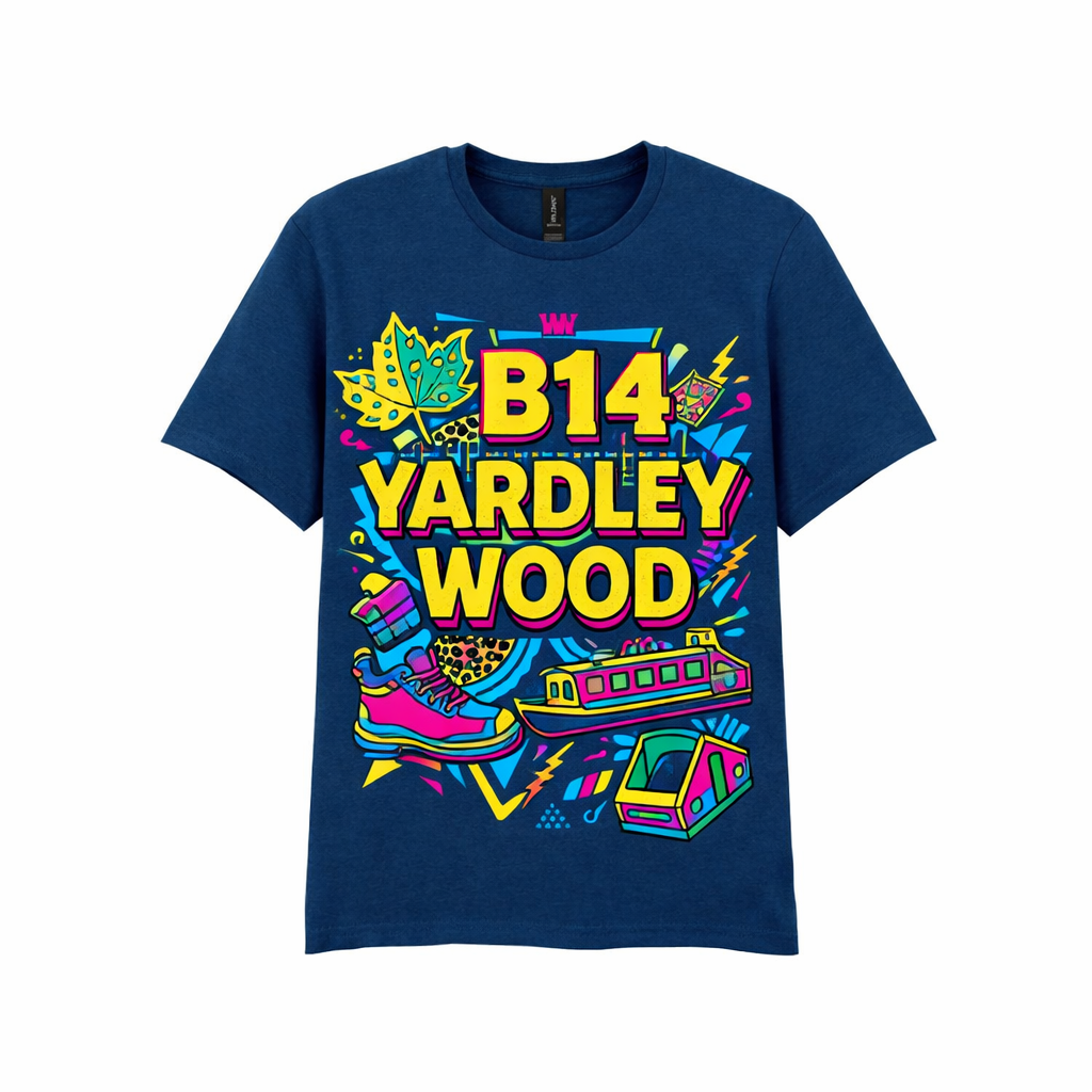 Yardley Wood - T-Shirt - Playful Neon Vibe Design