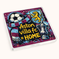 Aston Villa Football Acrylic Coaster Gift - Unique Supporter Design in Maroon & Blue, Ideal Fan Present