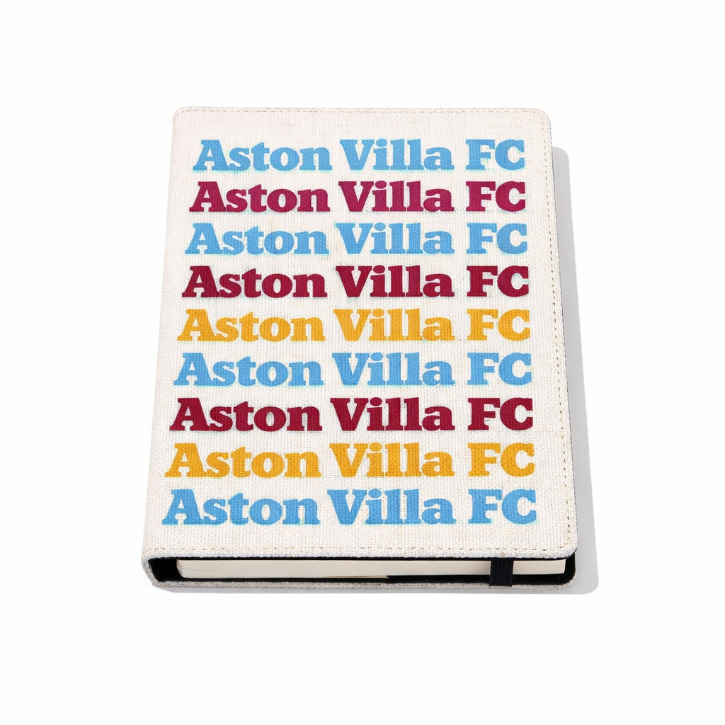 Aston Villa FC Notepad Gift - A5 Printed Linen Effect Lined Notebook for Football Supporters