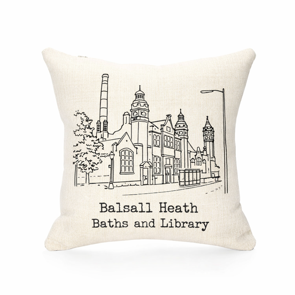 Balsall Heath - Cushion - Minimal Lines Design - Balsall Heath Baths and Library