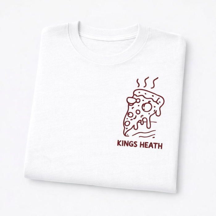 Kings Heath - T-Shirt - Minimal Line Icon Design - Pizza Slice