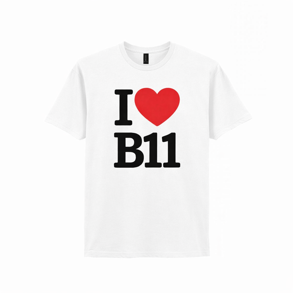 B11 - T-Shirt - I Heart B11 Design - Sparkhill | Sparkbrook | Tyseley | Greet