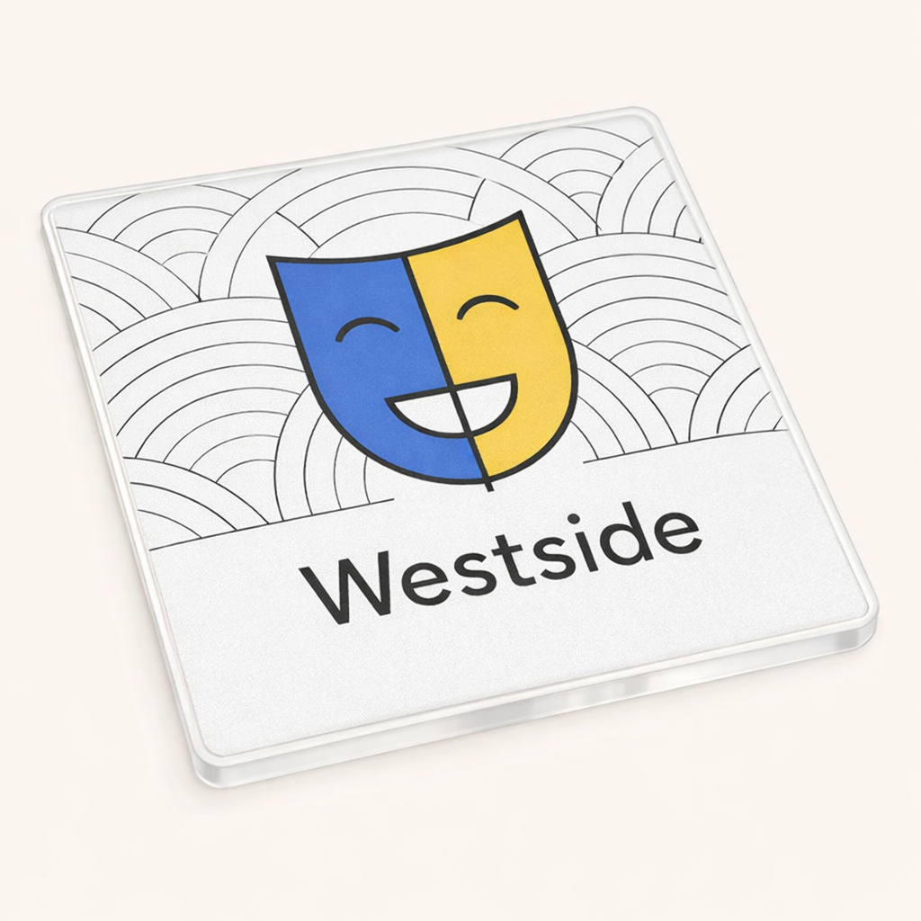 Westside - Coaster - Geometric Lines - Theatre Masks