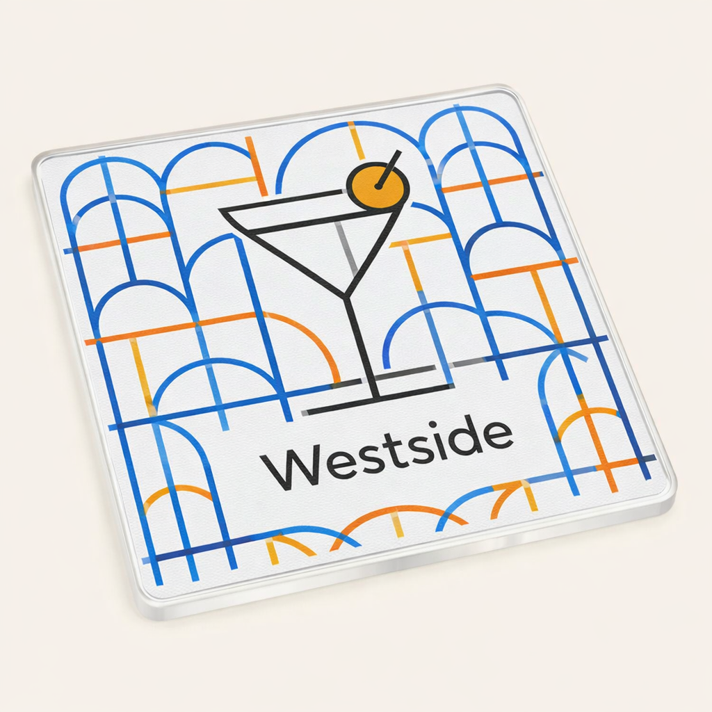 Westside - Coaster - Geometric Lines - Cocktail Glass