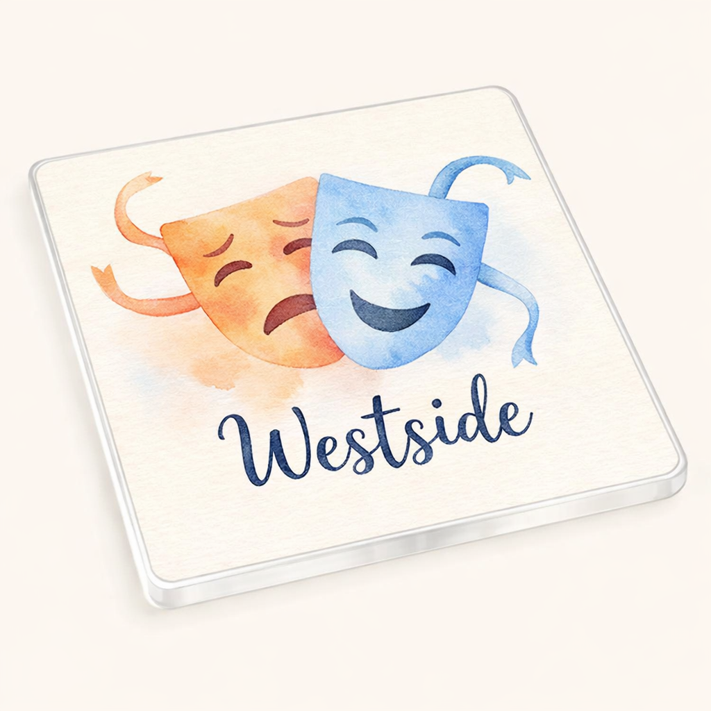 Westside - Coaster - Soft Watercolours - Theatre Masks