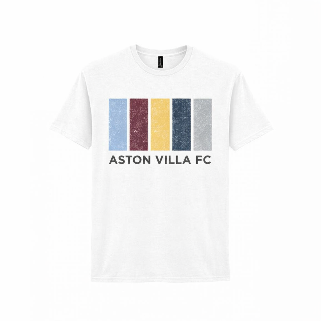 Aston Villa FC Minimalist T-Shirt Gift - 100% Cotton Modern Stripes Design for Football Fans