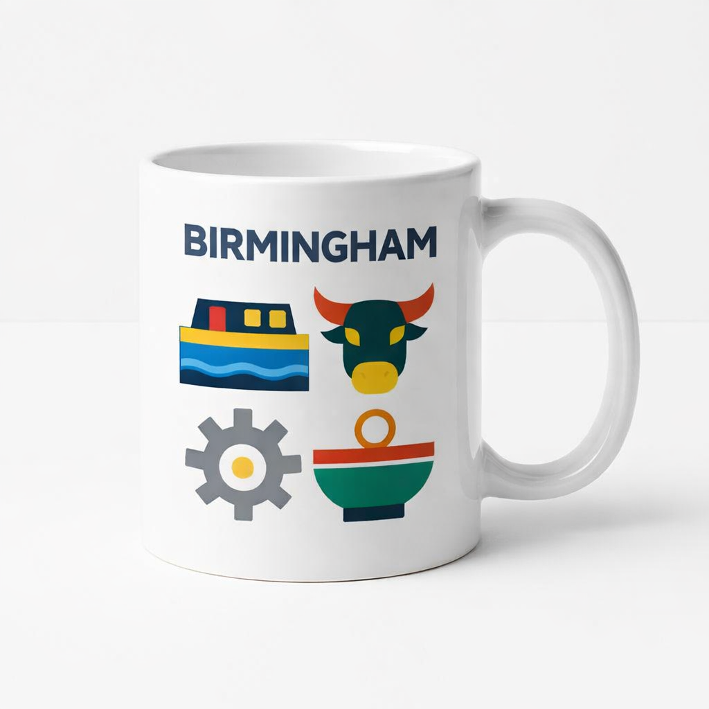 Birmingham - Mug - Geometric Grid Design Modern Icons