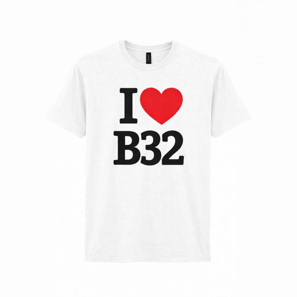 B32 - T-Shirt - I Heart B32 Design - Woodgate | Bartley Green | Quinton | California | Frankley | Frankley Green