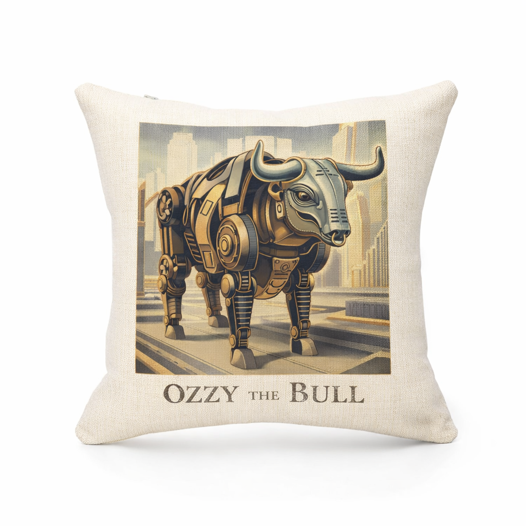 Urban Bullscape Linen Effect Cushion Cover Gift - Striking Birmingham Design Decor for Home Enthusiasts