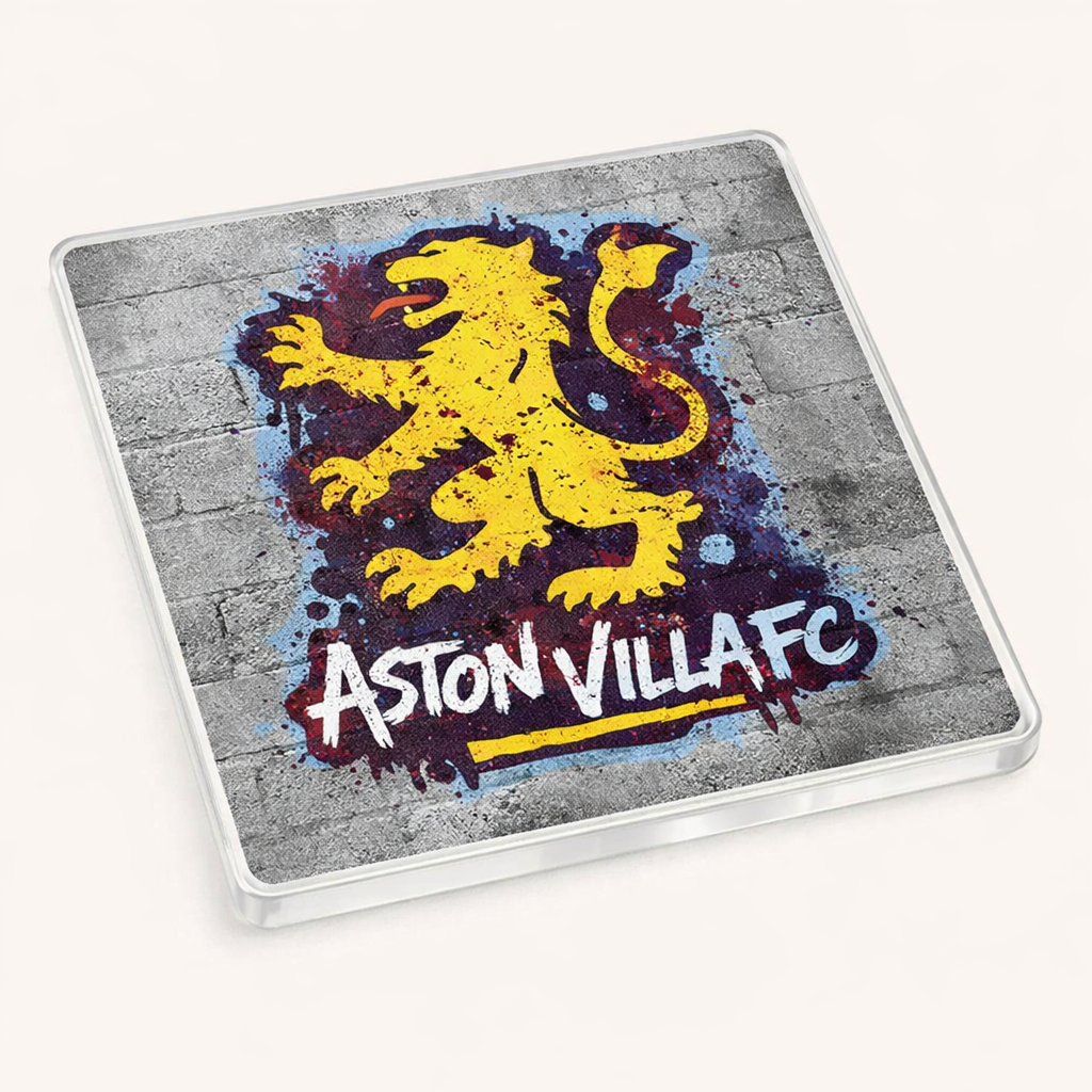 Aston Villa Acrylic Coaster Gift - Graffiti Roar Design Football Fan Present for Home or Office