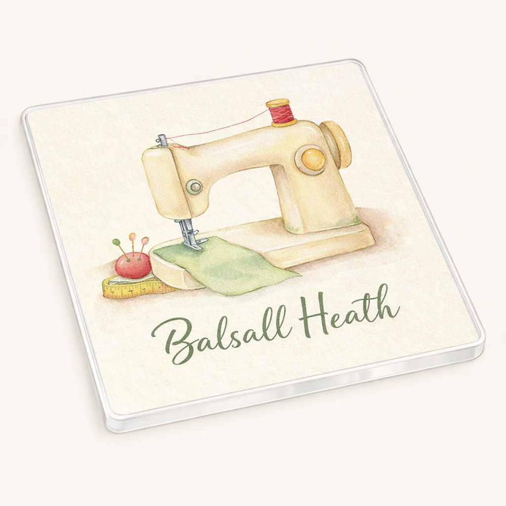 Balsall Heath - Coaster - Soft Watercolours - Sewing Machine