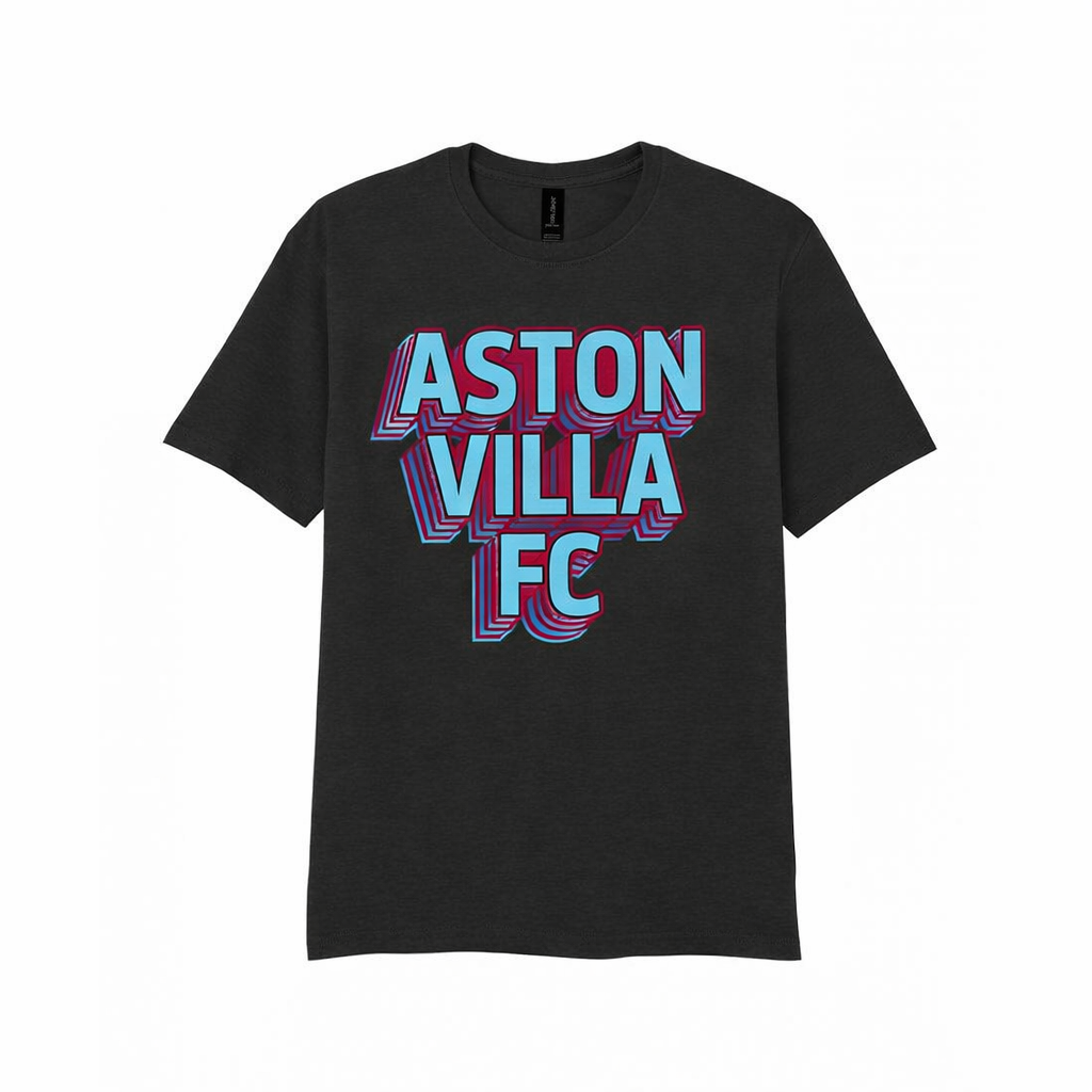 Charcoal Cotton T-Shirt Gift - Unique Aston Villa Supporter Apparel with Modern 3D Design