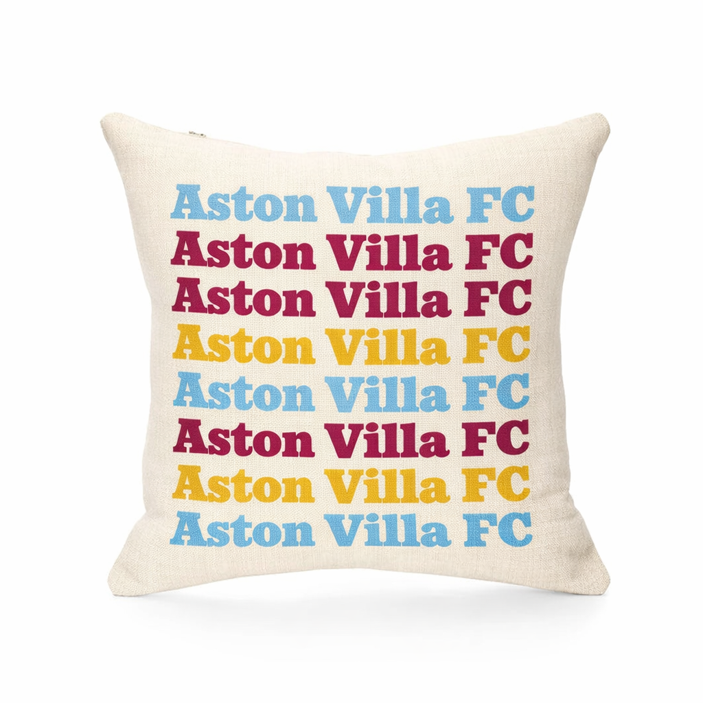 Linen-Effect Polyester Cushion Cover Gift - Aston Villa Supporter Fan Home Decor Villa Vibe Weave