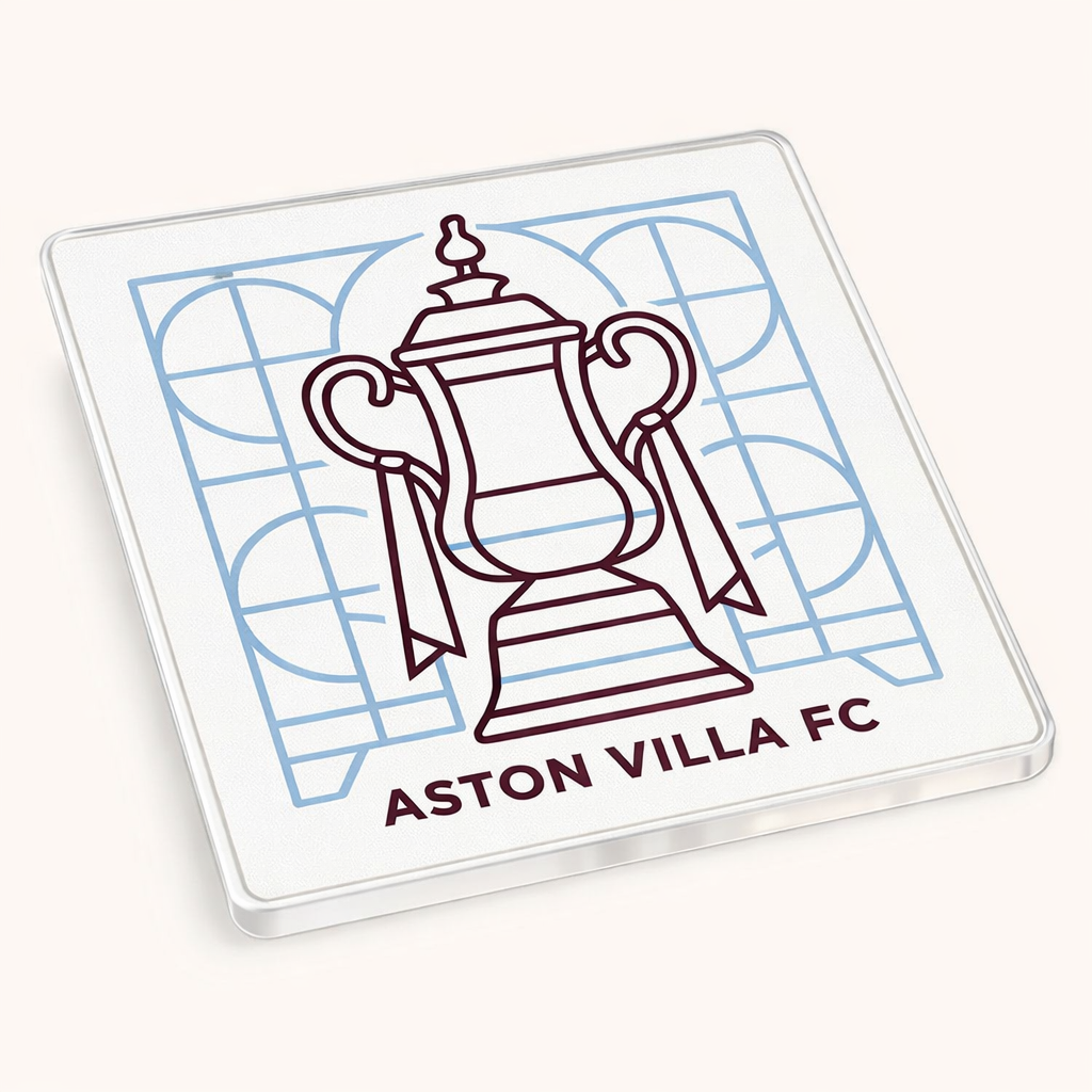 Aston Villa Acrylic Coaster Gift - Claret Trophy Design for Football Fans, Stylish Home Accessory