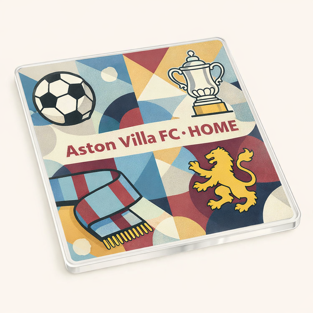Aston Villa Acrylic Coaster Gift - Unique Football Supporter Design for Home Fans - Lionheart Vibes