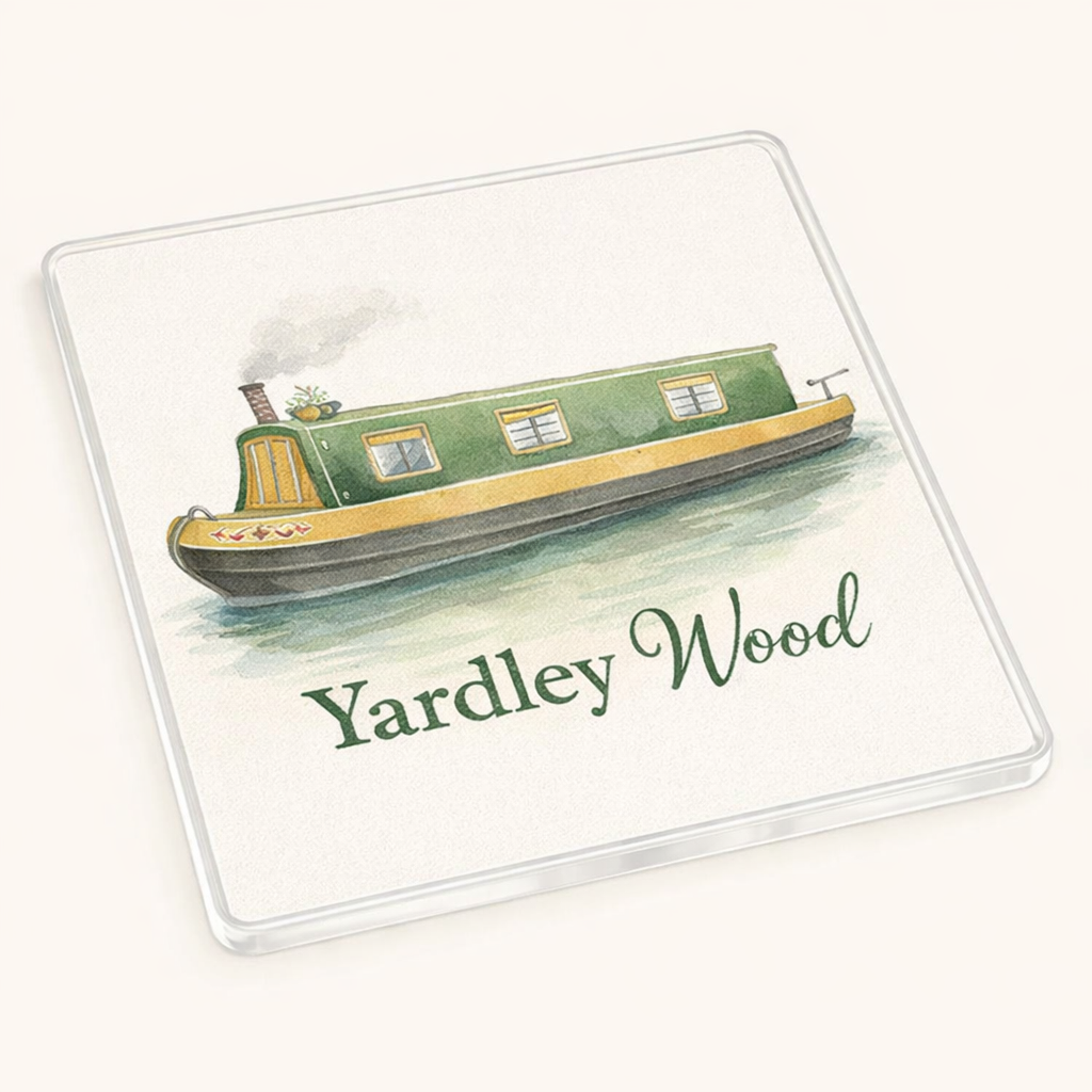 Yardley Wood - Coaster - Soft Watercolours - Canal Boat