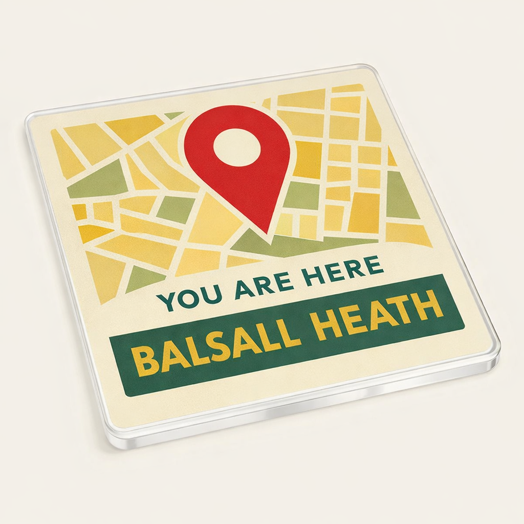 Balsall Heath - Coaster - Mid-Century Retro - Location Pin