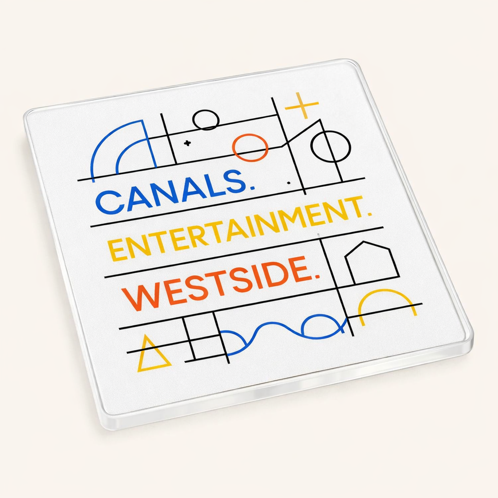 Westside - Coaster - Geometric Lines - Word Stack