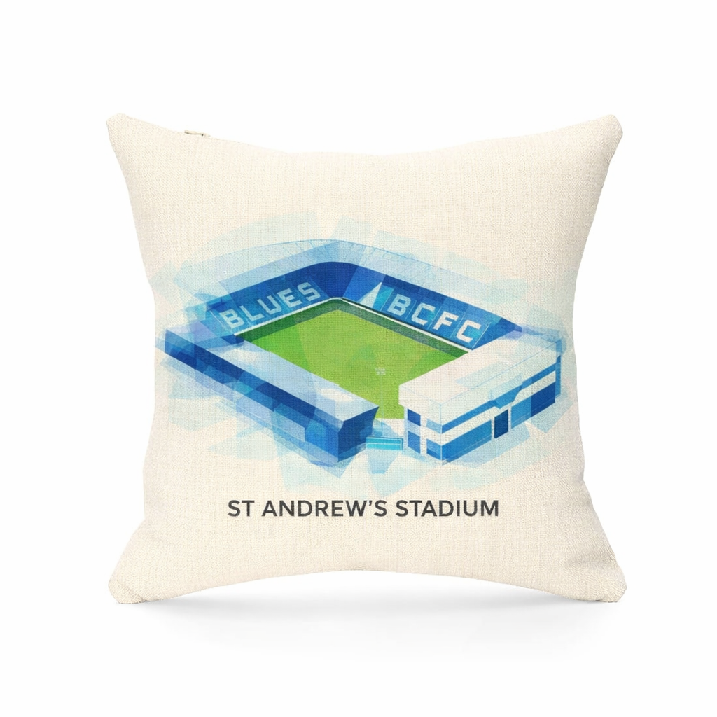 Stadium Spirit Linen Effect Cushion Cover Gift - Unique Birmingham Football Fan Home Decor