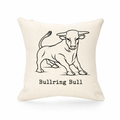 Birmingham Cushion Linen Effect Cover - Bull Line Minimal Design Gift for Home Decor Enthusiasts