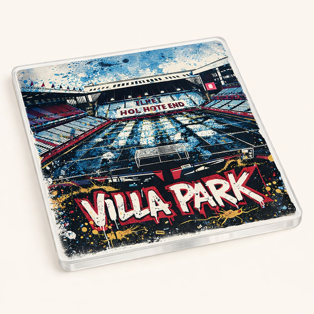 Acrylic Coaster Gift - Vibrant Villa Vibe Design for Aston Football Enthusiasts - Unique Home Decor