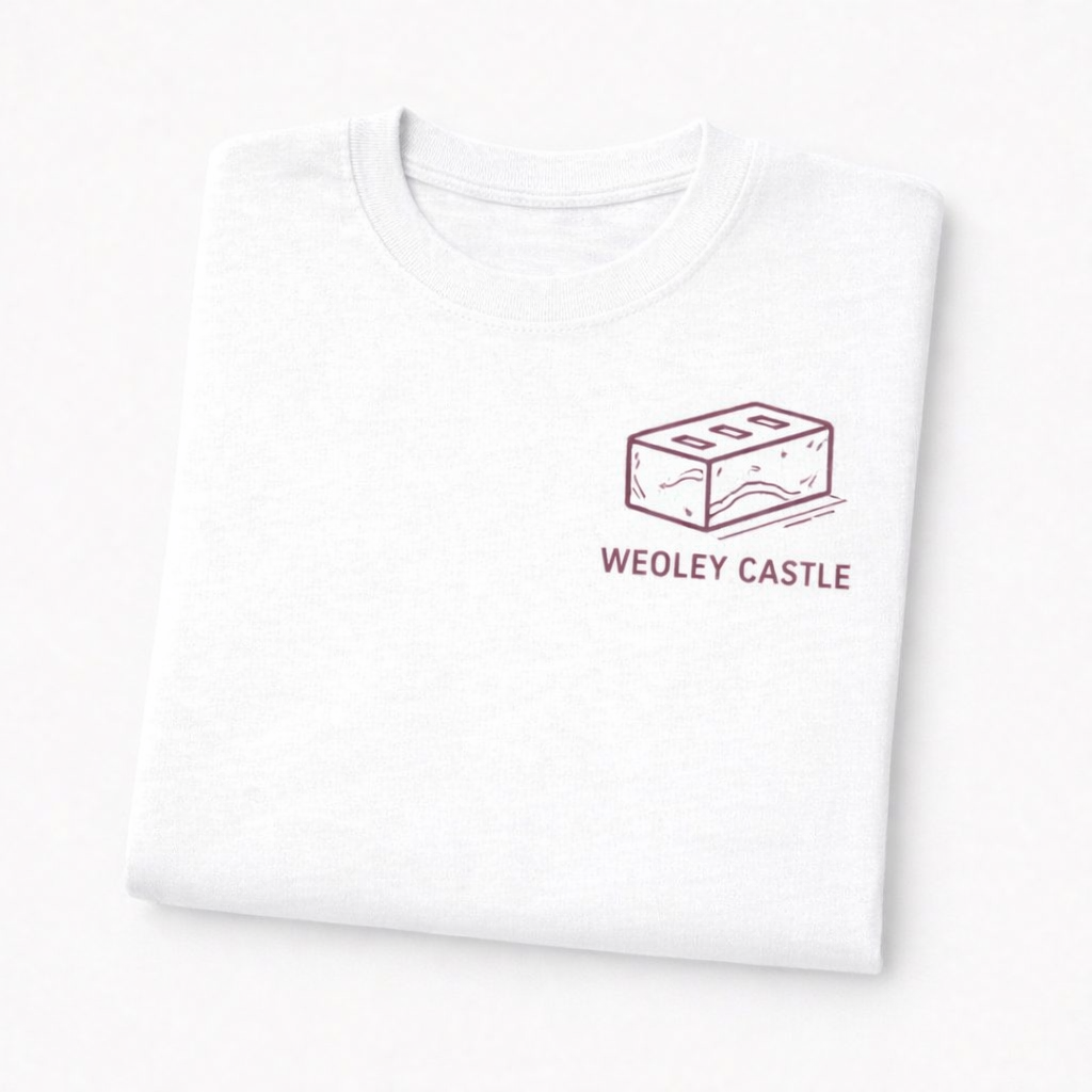Weoley Castle - T-Shirt - Minimal Line Icon Design - Brick