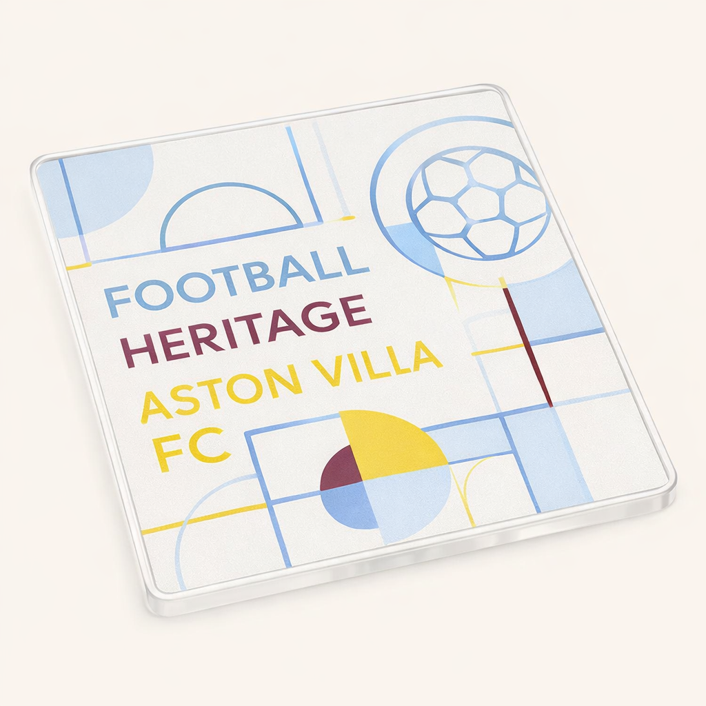 Modern Acrylic Coaster Gift - Heritage Vibes Design Celebrating Aston Villa Football Supporters