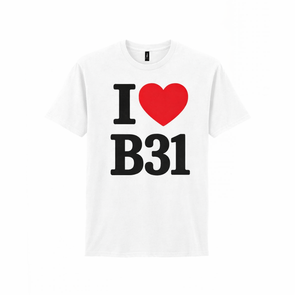 B31 - T-Shirt - I Heart B31 Design - Northfield | Longbridge | West Heath | Shenley Green | Frankley | Bartley Green