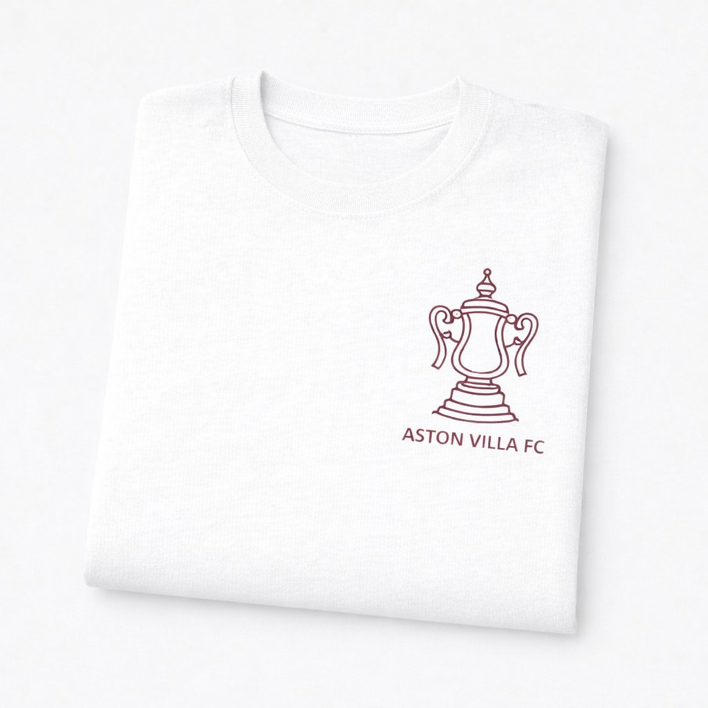 Aston Villa Victory Outline T-Shirt Gift - Minimalist Maroon Trophy Fan Apparel for Aston Villa Enthusiasts