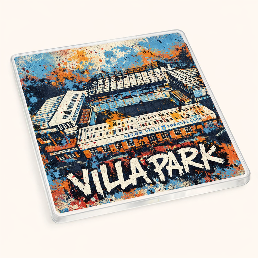 Villa Park Acrylic Coaster Gift - Unique Football Fan Present with Bold Colour Design for Aston Villa Supporters