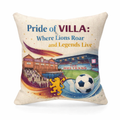 Aston Villa Football Linen Effect Cushion Cover Gift - 40cm x 40cm Lionheart Vibes for Fans