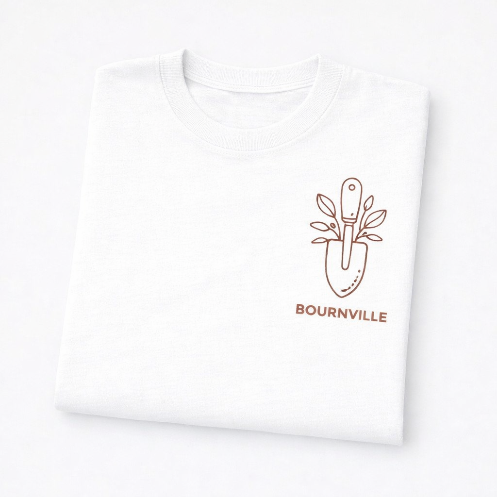 Bournville - T-Shirt - Minimal Line Icon Design - Garden Trowel