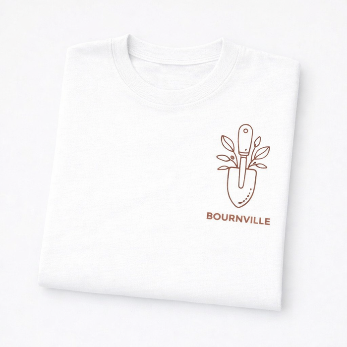 Bournville - T-Shirt - Minimal Line Icon Design - Garden Trowel