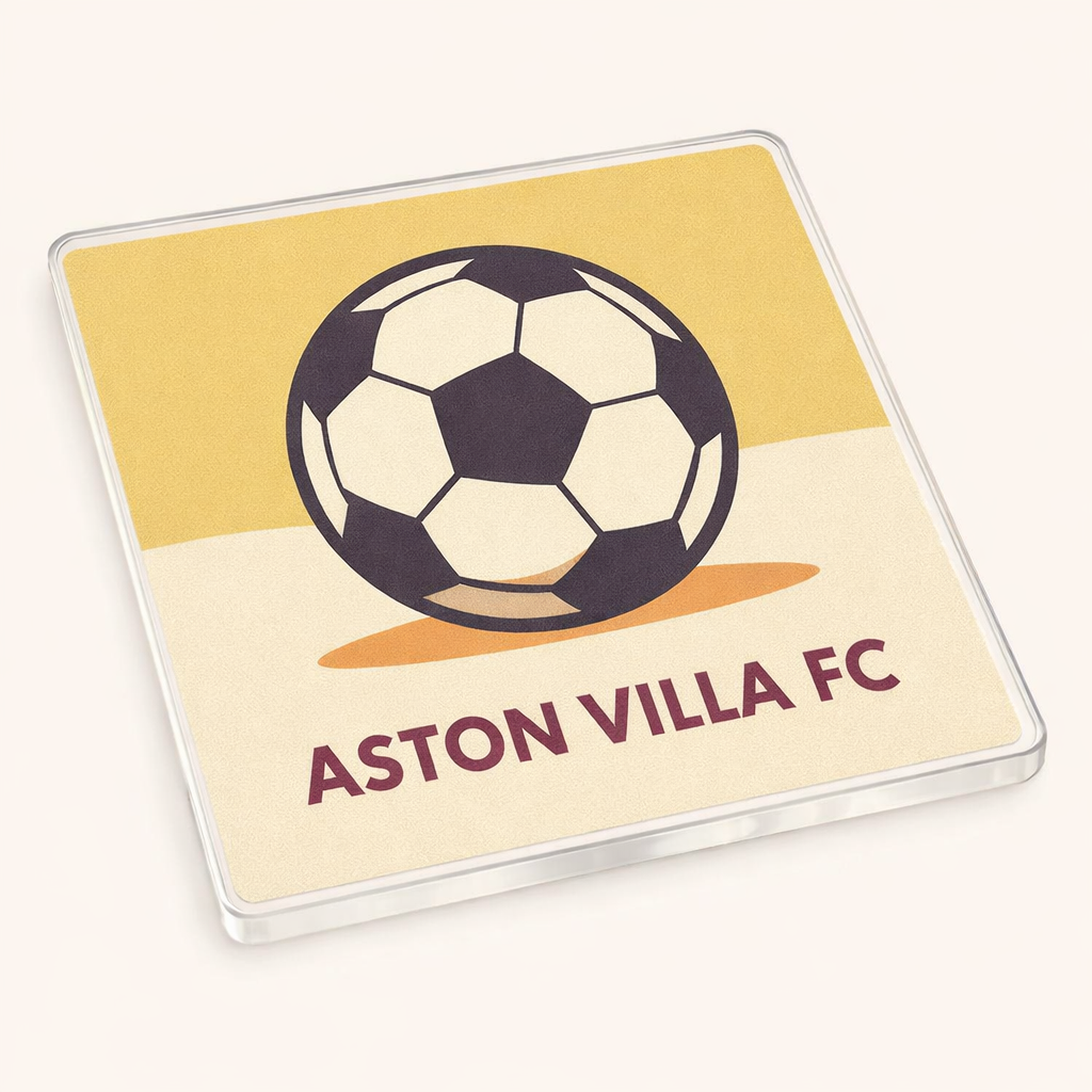 Aston Villa Acrylic Coaster Gift - Minimalist Football Design Home Accessory for Fans
