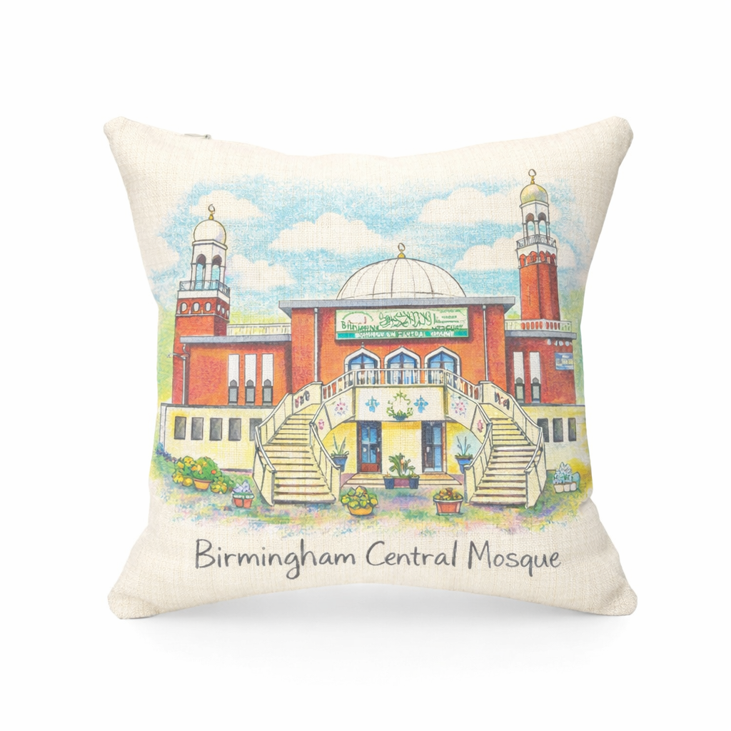 Balsall Heath - Cushion - Artistic Illustration Design - Birmingham Central Mosque