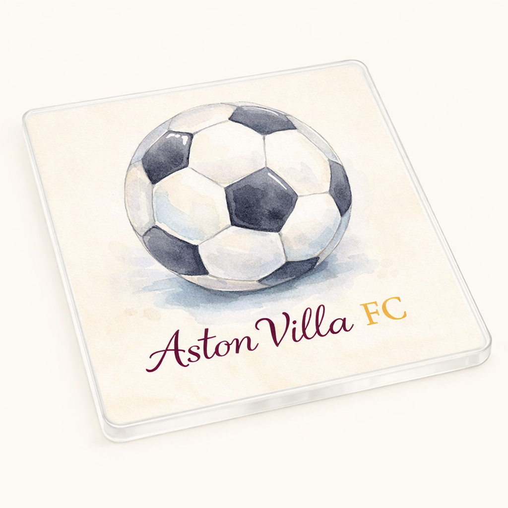 Aston Villa Acrylic Coaster Gift - Elegant Football Fan Home Decor with Classic Illustration