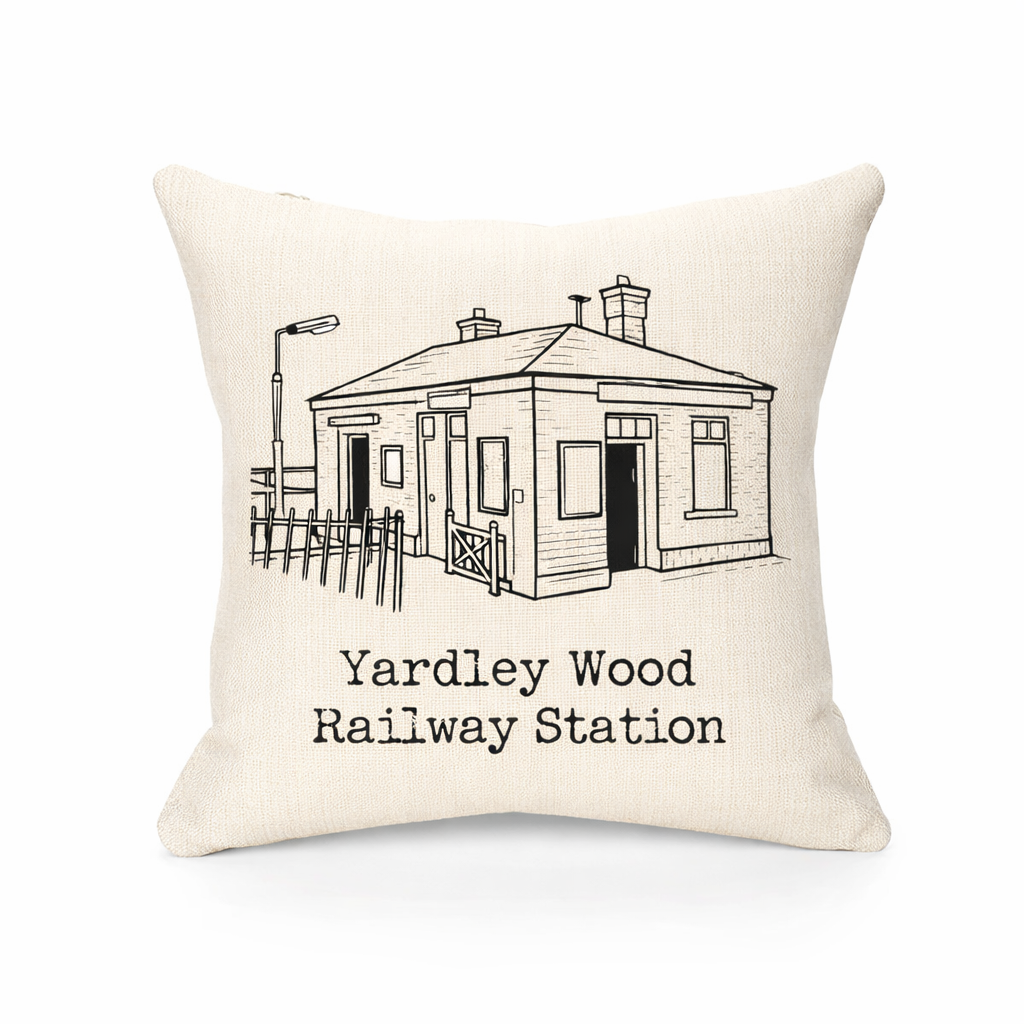 Yardley Wood - Cushion - Minimal Lines Design - Yardley Wood Railway Station