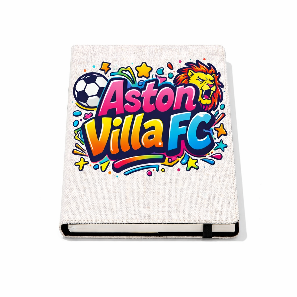 Aston Villa Football Fan Notepad Gift - Linen Effect A5 Stationery with Vibrant Design - Ideal for Sports Enthusiasts