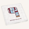 Acrylic Coaster Gift - Aston Villa Football Fan Present with Claret and Blue Scarf Design