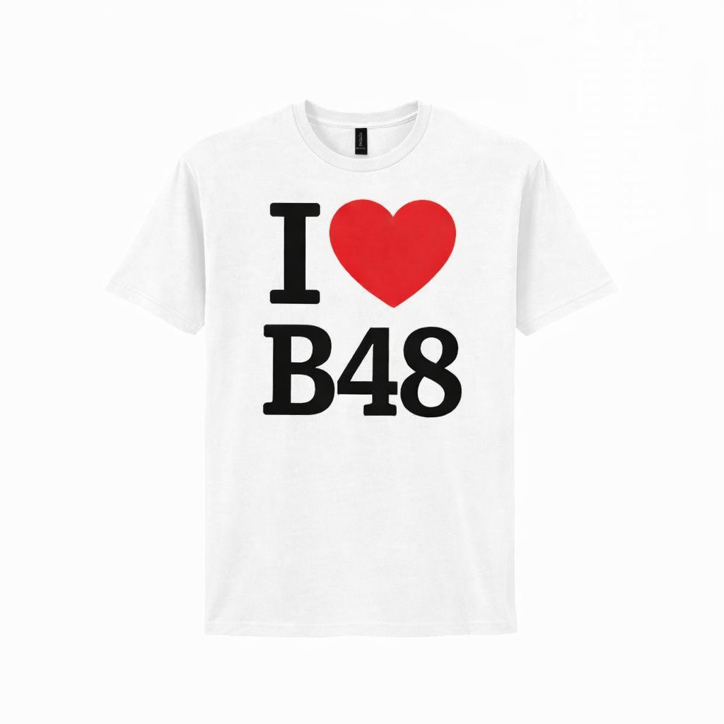 B48 - T-Shirt - I Heart B48 Design - Alvechurch | Cobley Hill | Rowney Green | Portway | Weatheroak Hill | Lea End | Arrowfield Top | Barnt Green