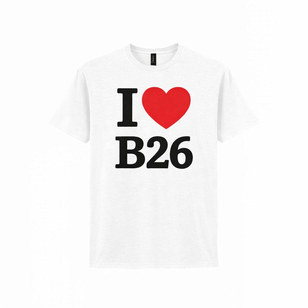 B26 - T-Shirt - I Heart B26 Design - Sheldon | Yardley | Gilbertstone | Lyndon Green | Elmdon