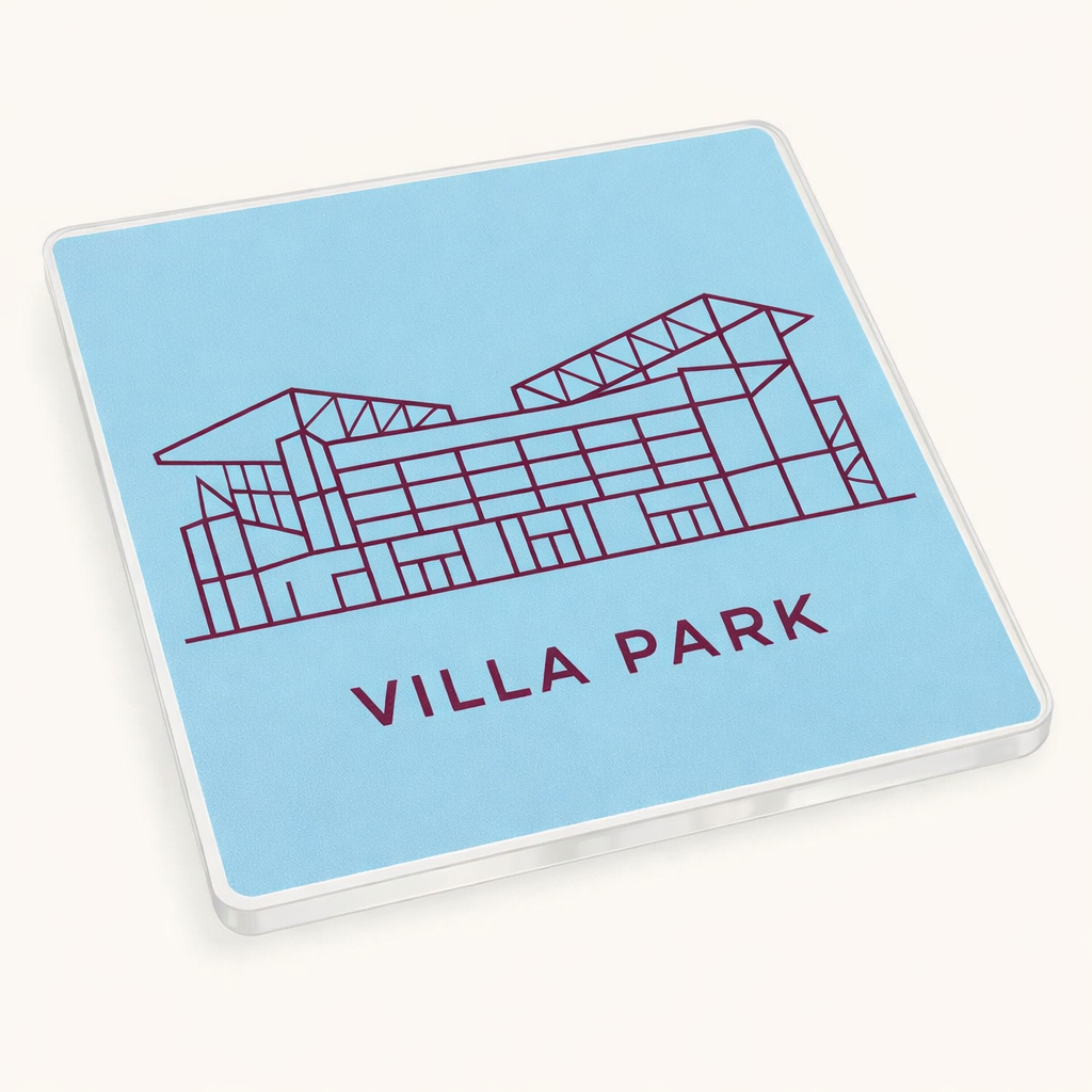 Villa Essence Acrylic Coaster Gift - Minimalist Villa Park Design for Aston Villa FC Supporters
