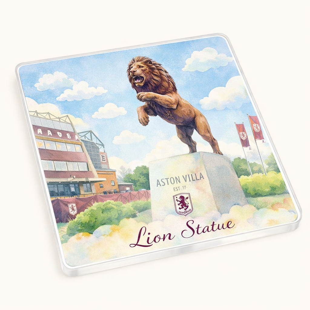 Aston Villa Acrylic Coaster Gift - Stadium Reverie Design for Football Enthusiasts - Unique Home Decor
