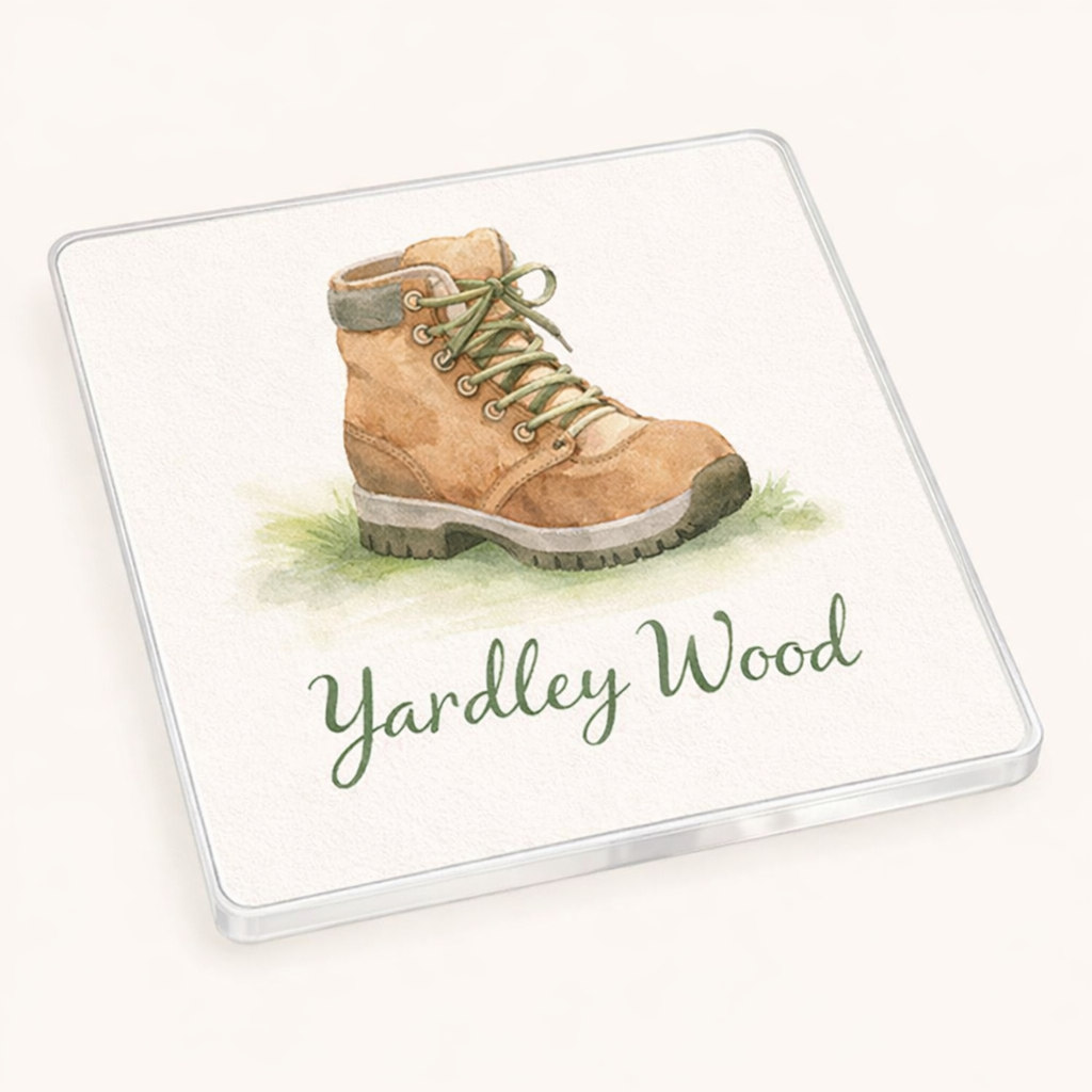 Yardley Wood - Coaster - Soft Watercolours - Hiking Boots