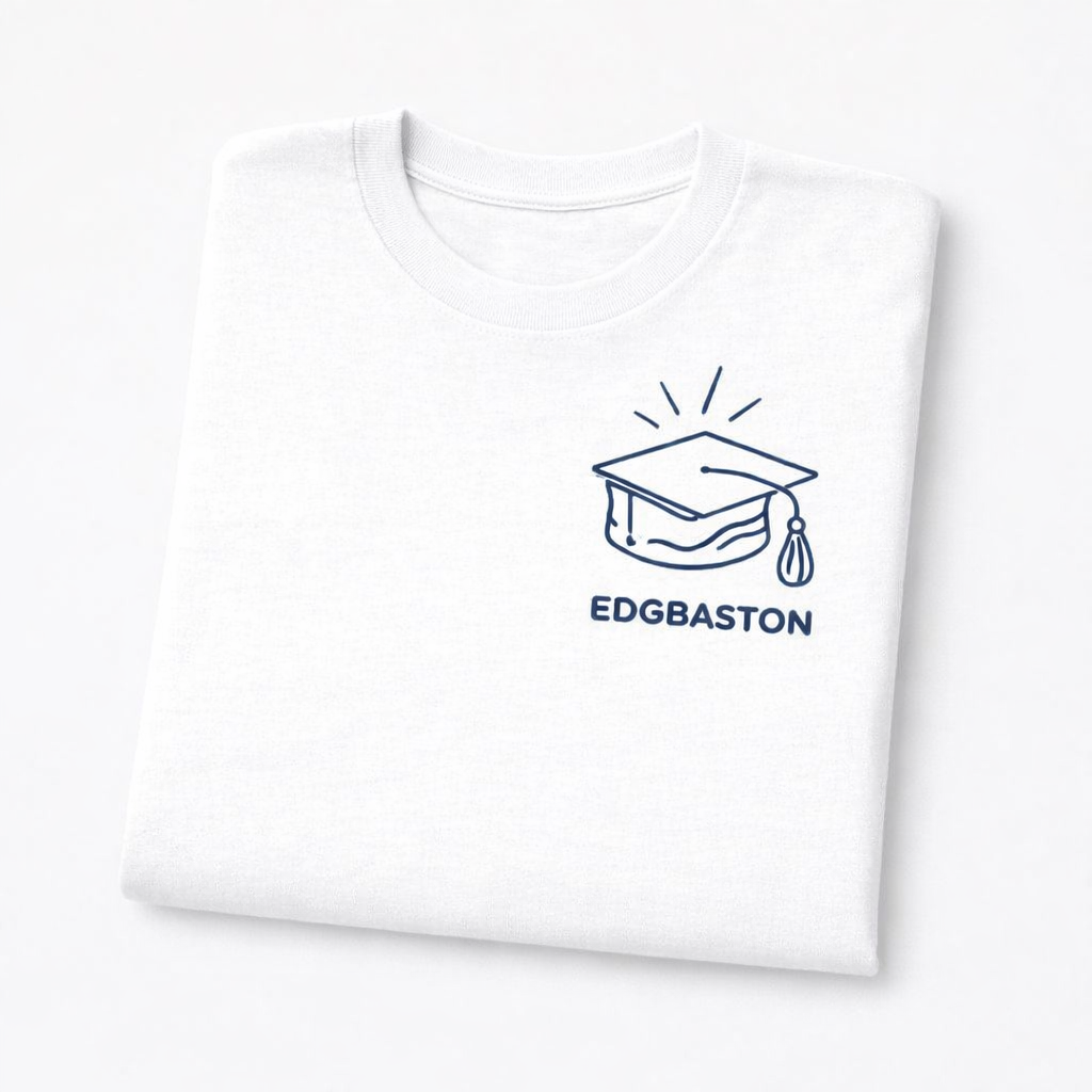 Edgbaston - T-Shirt - Minimal Line Icon Design - Graduation Hat