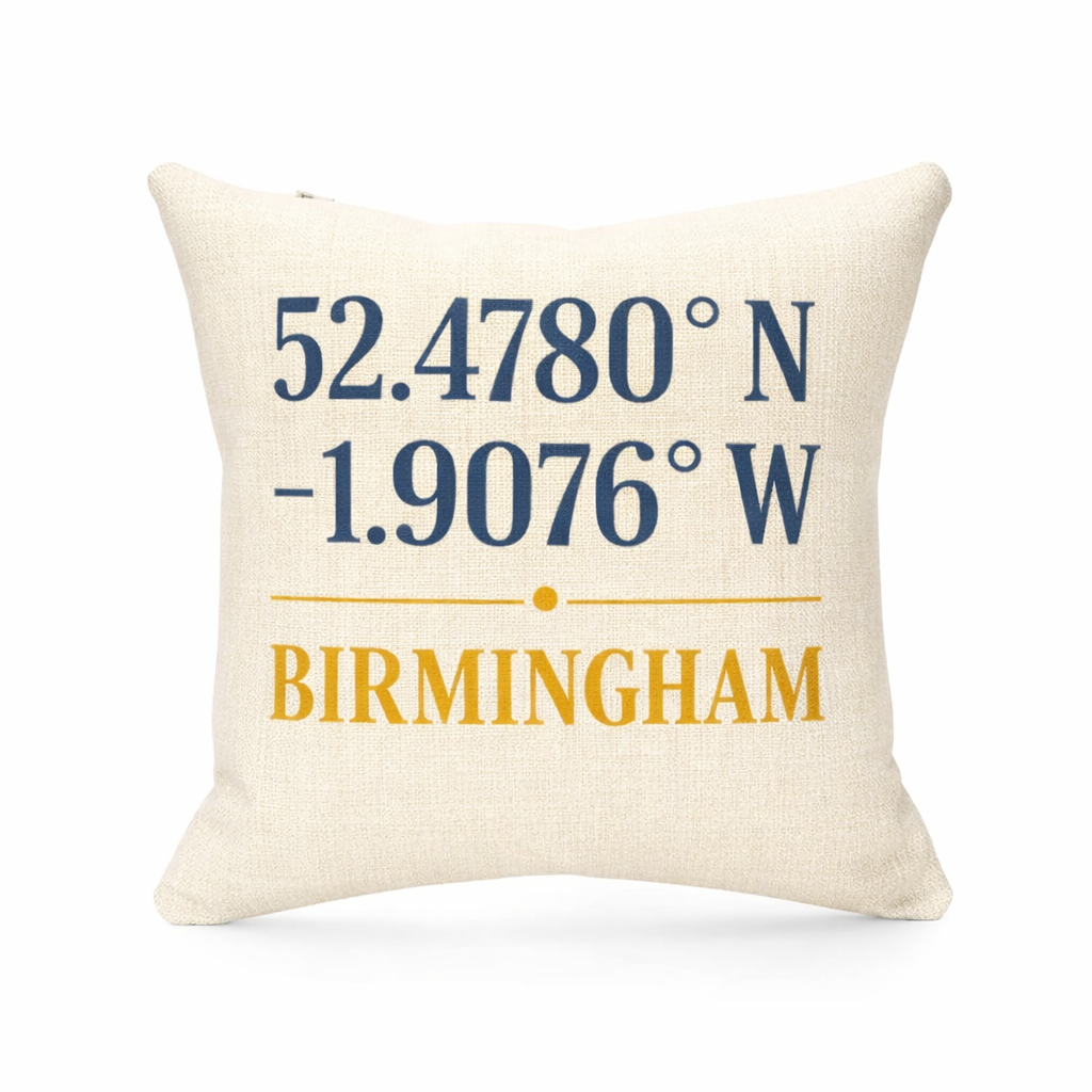 Modern Linen-Effect Cushion Cover Gift - Birmingham Design, Navy Mustard Minimalist Home Decor