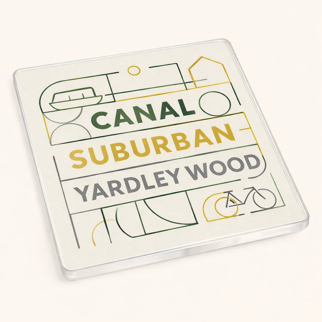 Yardley Wood - Coaster - Geometric Lines - Word Stack