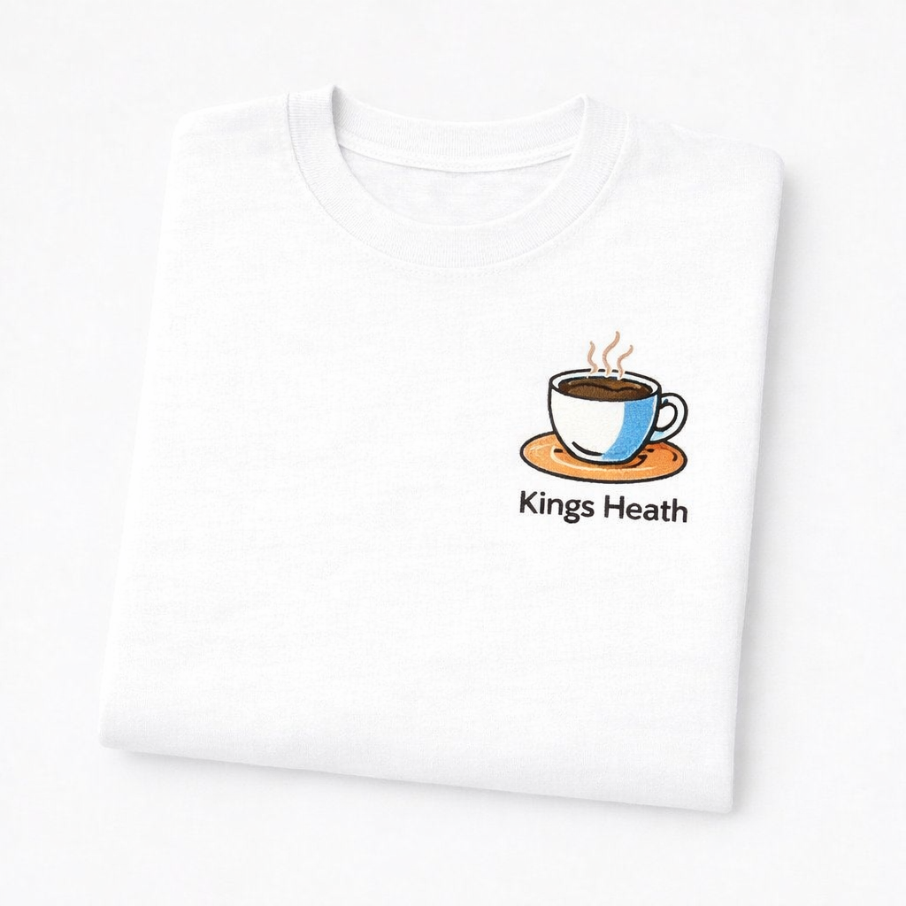 Kings Heath - T-Shirt - Bold Indie Design - Coffee Cup